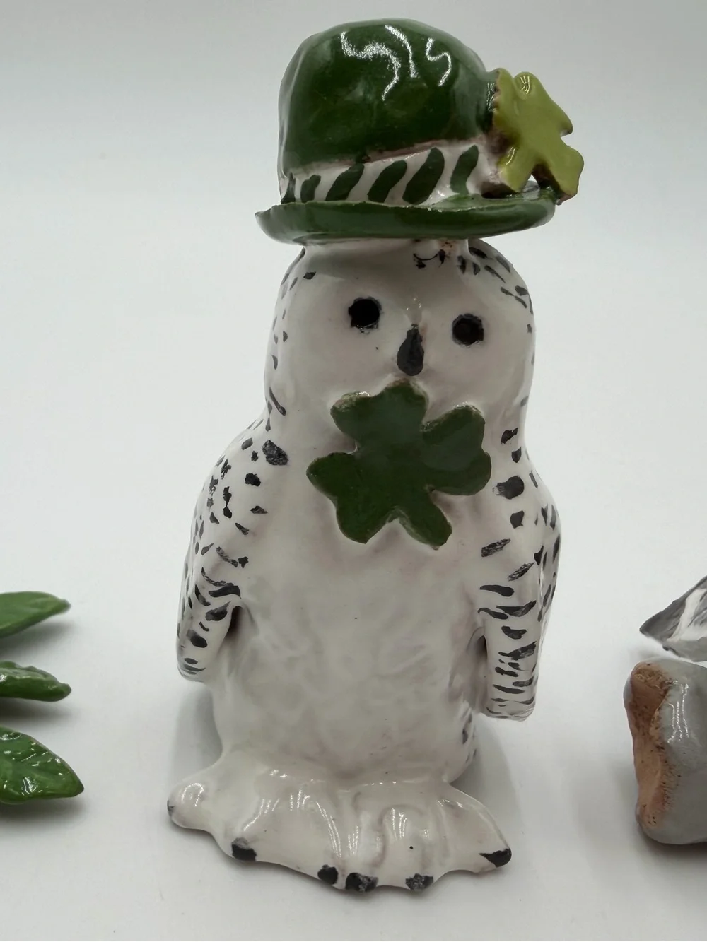 Vintage collection of five small, hand-painted ceramic/porcelain owl figurines